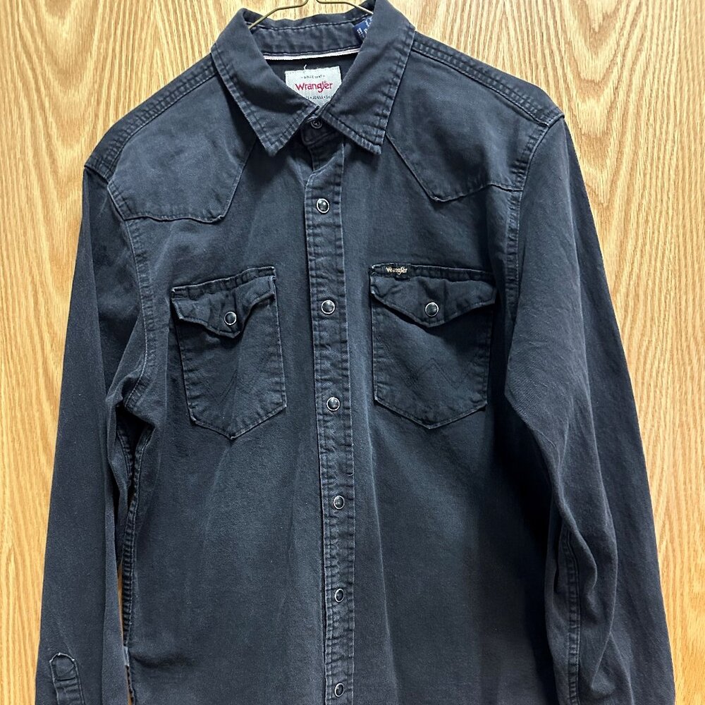 Wrangler Mens Black Long Sleeve Pearl Snap Western shirt Small